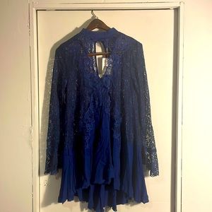 Free people short navy lace dress